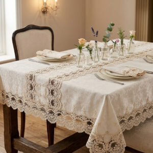 Vip Gardenio Sultan 160x220 cm luxury lace tablecloth with premium guipure borders for wholesale