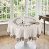 Flora Premium Embroidered Round Tablecloth Stain Resistant Table Cover